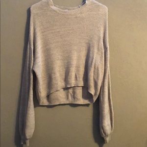 Gray crop knit long sleeve